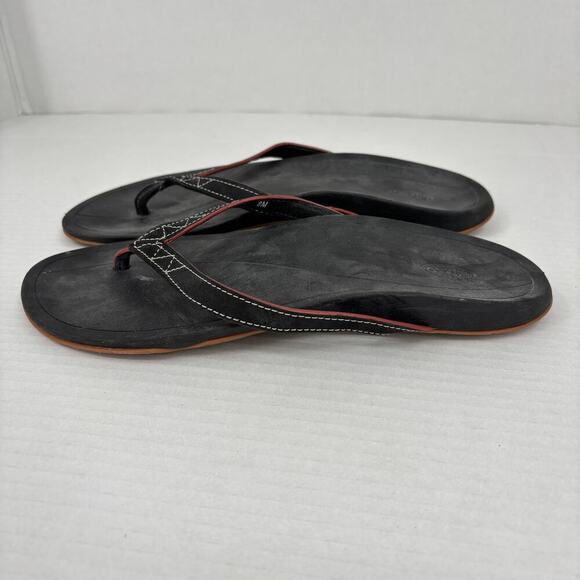 Chaco Flip Flop Sandals Womens Size 8 Black Leather Thong Arch Support - Picture 4 of 8